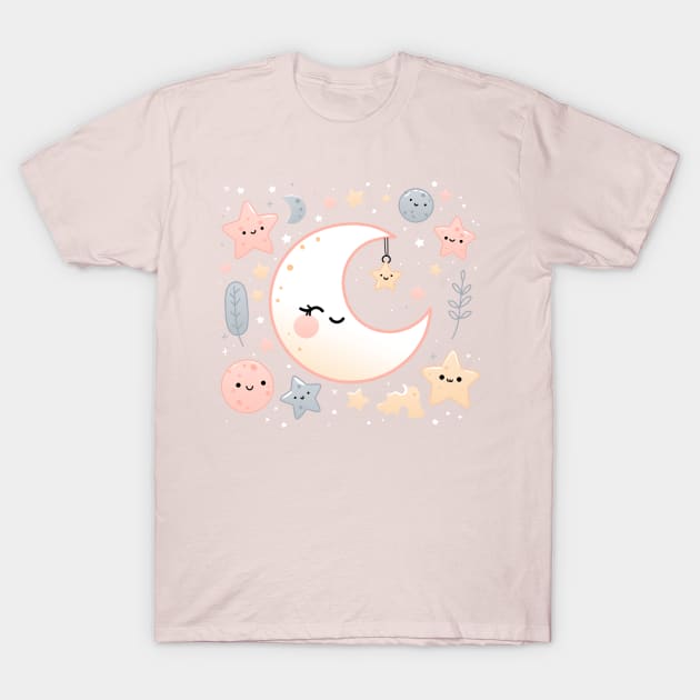 Pastel Moons and Stars T-Shirt by JashaCake